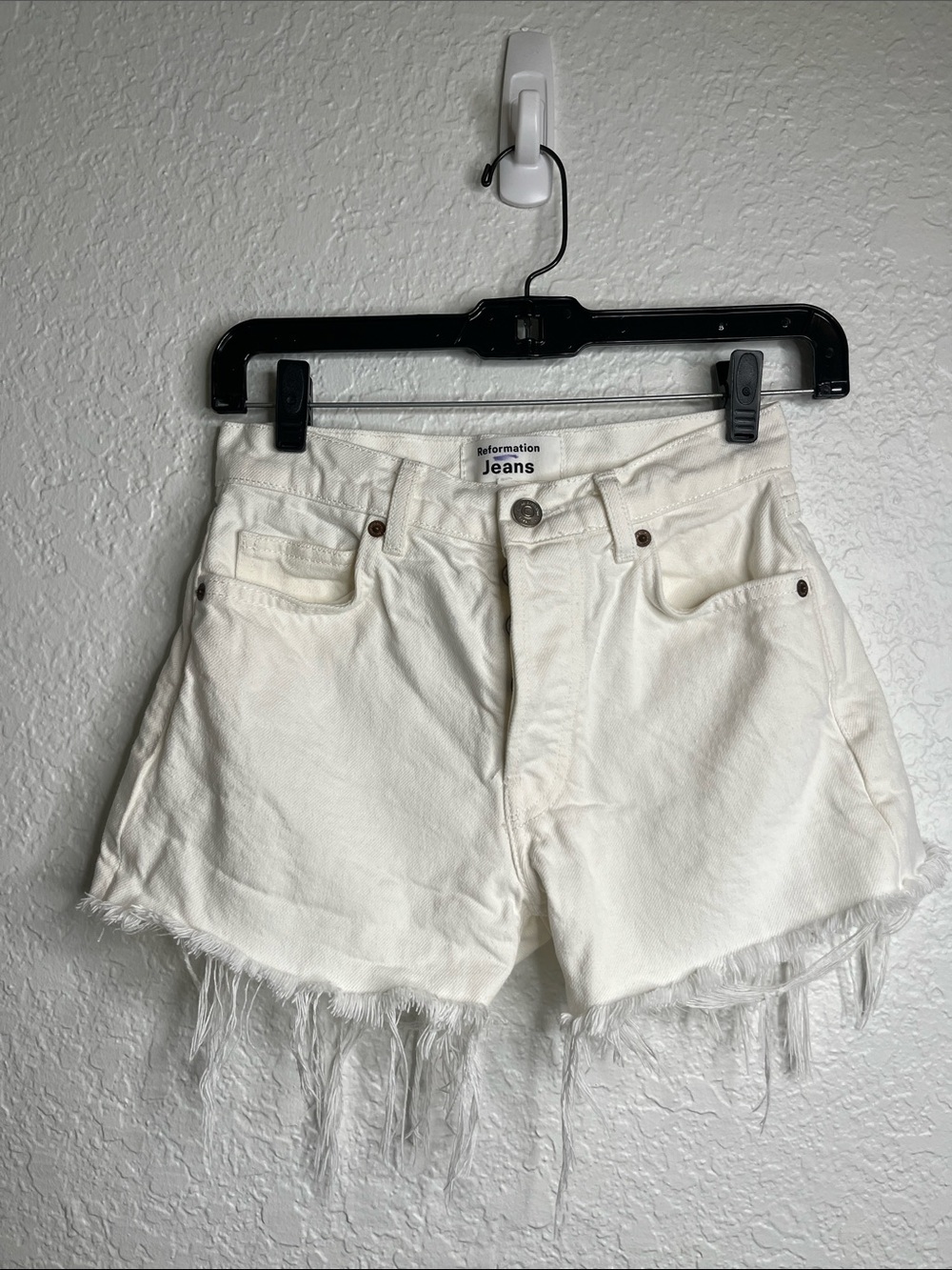 Reformation White Charlie High Rise Jean Short Sz 23